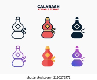 Calabash icon set with different styles. Icons designed in filled, outline, flat, glyph and line colored. Editable stroke and pixel perfect. Can be used for web, mobile, ui and more.