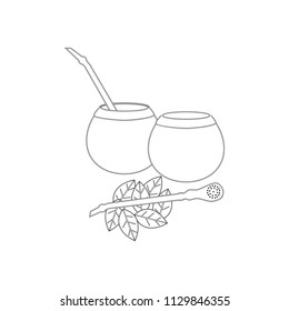 Calabash mate drink on the white background, Vector illustration