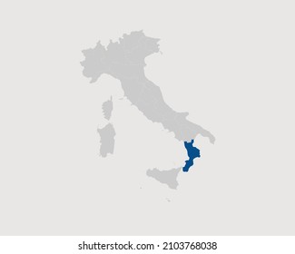 Calabria resaltada en el mapa italiano Eps 10