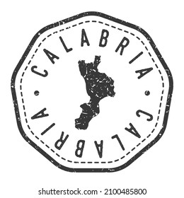 Calabria, Italy Map Stamp Retro Postmark. Silhouette Postal Passport. Seal Round Vector Icon. Badge Vintage Postage Design.