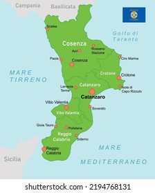 Calabria map in Italy. Vector illustration