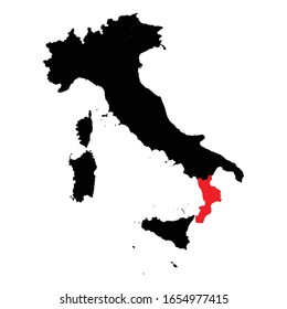 Calabria Province highlighted on Italy map Vector EPS 10