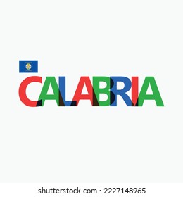 Vector de Calabria Típografía de letras superpuestas RGB con bandera. La región de Italia de la decoración del logotipo.