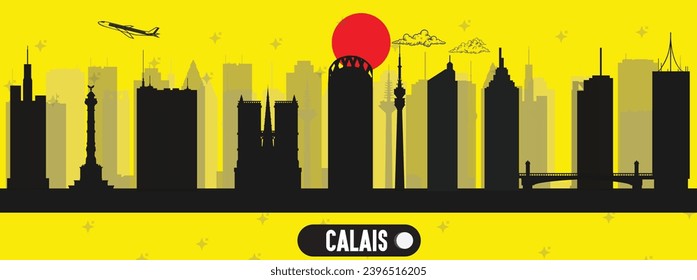  Calais , France beautiful skyline vector illustration svg