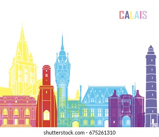 Calais skyline pop in editable vector file svg