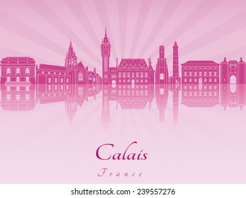 Calais skyline in purple radiant orchid in editable vector file svg