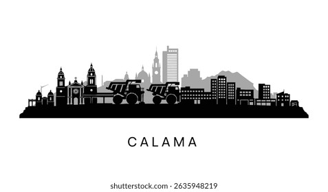 Calama Skyline com o Chile, e Black and White Silhouette.