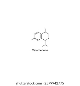 Calamenene skeletal structure.Phenolic Terpenoid compound schematic illustration. Simple diagram, chemical structure.