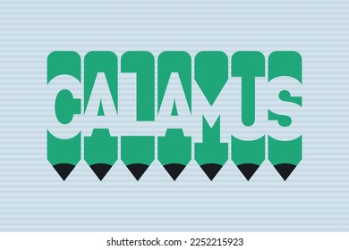 Calamus text with Pen symbol creative ideas design, vector illustration graphic design. Calamus typography negative space word vector illustration.