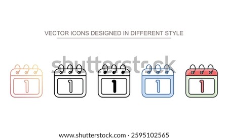 Calander 1 icon design with white background stock illustration