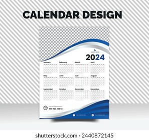 The Calander 2024 template design in vector format