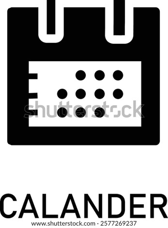 Calander icon, black and white, vector art illustration