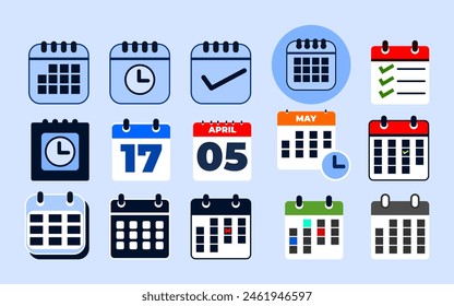 Kalender-Icon-Set. Set von 15 Kalender-Icons.  