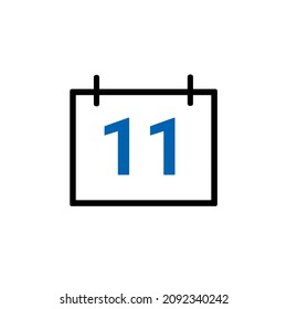 Icono de Calander que muestra la fecha 11 aislada en fondo blanco