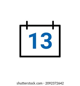 Calander-Symbol mit Datum 13 einzeln auf weißem Hintergrund