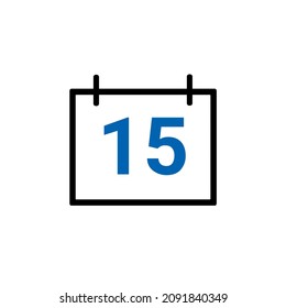 Calander-Symbol mit Datum 15 einzeln auf weißem Hintergrund