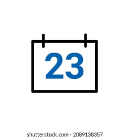 Calander Symbol mit Datum 23 einzeln auf weißem Hintergrund