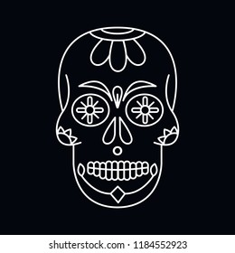 Calavera icon. Outline illustration of Calavera vector icon for web and advertising isolated on black background. Element of culture and traditions Day of Dead