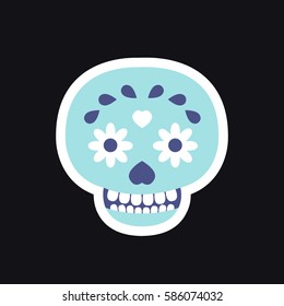 calavera icon, sticker. day of the dead. vector illustration
