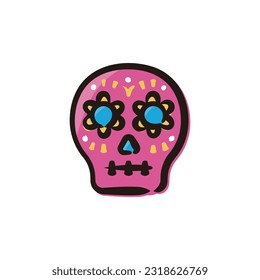 Icono de Calavera - México (línea dibujada a mano, versión coloreada)