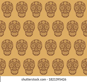 Calavera retro decorative pattern design. 