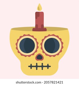 calavera skull colorful flat vector