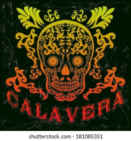 Calavera - skull spanish text  - Mexican illustration - t-shirt print 