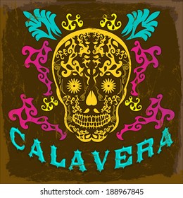 Calavera - skull spanish text - Mexican illustration 