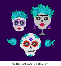 Calavera sugar skulls. Mexican dia de los muertos day