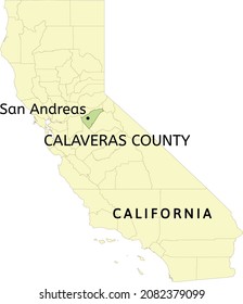 Calaveras County and census-designated place of San Andreas location on California state map