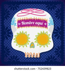 Calaverita de Azúcar (Sugar Skull in Spanish) Mexican Day Of The Dead Composition - Copy Space