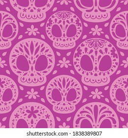 CALAVERITA MEXICANA_MEXICAN SKULL PATTERN FIUSHA BACKGROUND