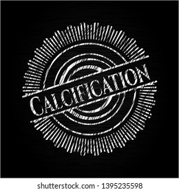 Calcification chalkboard emblem written on a blackboard. Vector Illustration. Detailed.