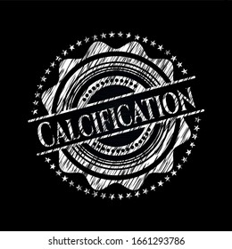 Emblema de pizarra calcificadora escrito en una pizarra. Ilustración vectorial. Detallado.