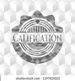 Calcification realistic grey emblem with geometric cube white background