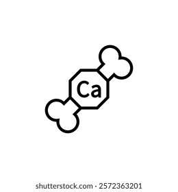 Calcium and bone icon. Isolated vector outline illustration on white background.