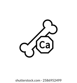 Calcium and bone icon. Isolated vector outline illustration on white background.