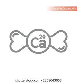 Calcium bone line vector icon. Supplement or food symbol.