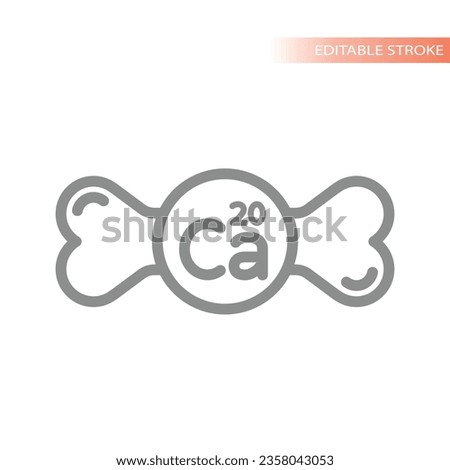 Calcium bone line vector icon. Supplement or food symbol.