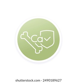 Calcium for bones icon in linear style, Ca mineral vector