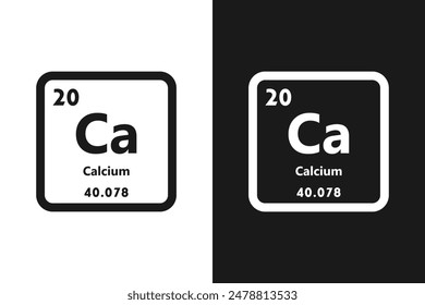 Calcium, Ca, chemical periodic element icon. The chemical element of the periodic table. Sign with atomic number. Calcium element