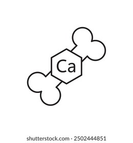 Calcium chemical element and bone icon, template for graphic and web design. vector illustration