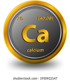 Calcium chemical element. Chemical symbol with atomic number and atomic mass. illustration