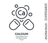 Calcium food supplement editable stroke outline icon isolated on white background flat vector illustration. Pixel perfect. 64 x 64.