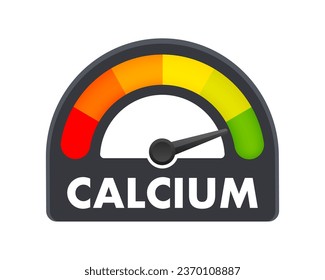 Calcium Level Meter, measuring scale. Calcium Level speedometer indicator. Vector stock illustration