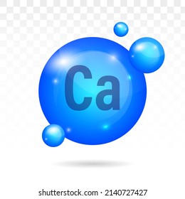 Calcium Mineral Blue Icon. Vector 3D Drop Pill Capsule
