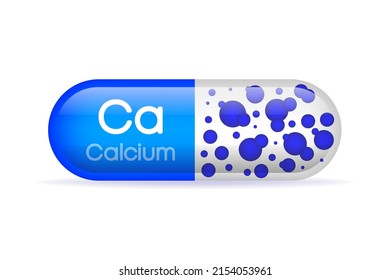 Calcium mineral. Ca pill capsule. Vector illustration