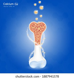 Calcium mineral gold. Glossy drop pill capsule Mineral and vitamin complex. Dietary supplement bone, Medical or healthcare concept. 