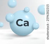 Calcium mineral icon. Ca capsule concept on white background. Medical nutrition for health. Pharmacy healthcare supplements.