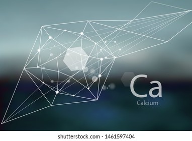 Calcium. A series of trace elements. Modern style, abstract background with polygonal elements. Science, research, medicine, technogenic direction.